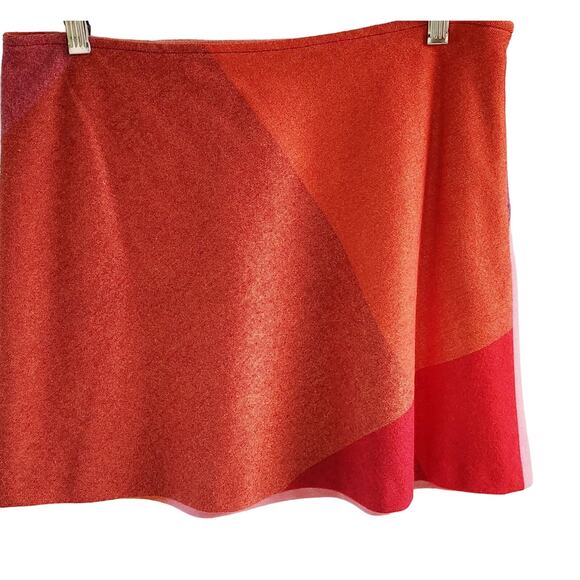 Esprit Wool-Blend Colorblock Mini Skirt NWT 9/10 Pink Orange Red - Picture 3 of 8